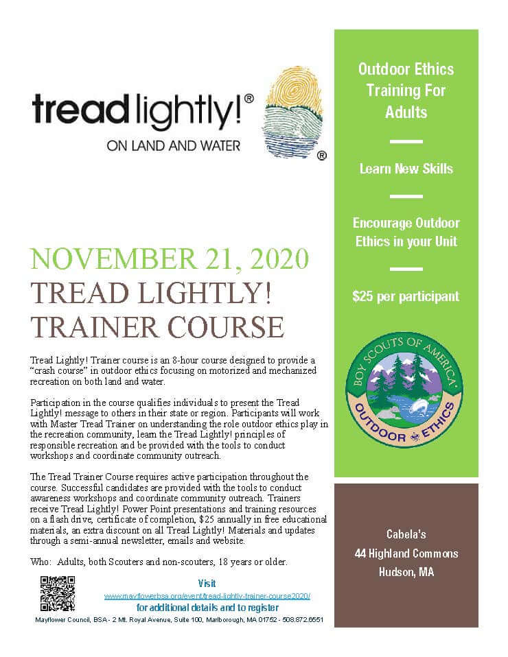 Tread Lightly! Trainer Course Nov 2020 Mayflower Council BSA